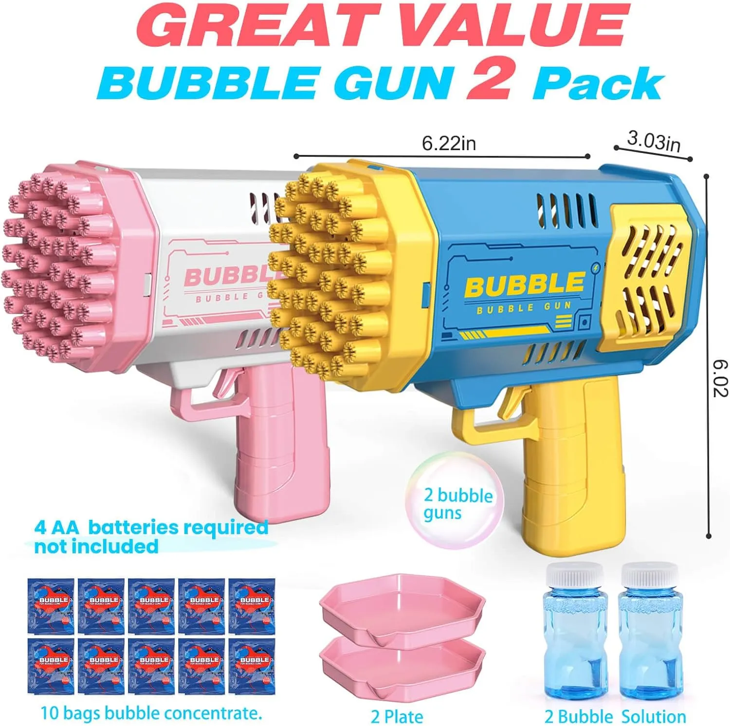 Toys for 3-8 Year Old Boys Girls: 2 Pack Bubble Machine for Kids with Bubble Solution, Gifts for 3 4 5 6 7 8 Years Old Boy Birthday Toy for Kid Toddlers Ages 4-6 Outdoor Wedding Bubbles Wands