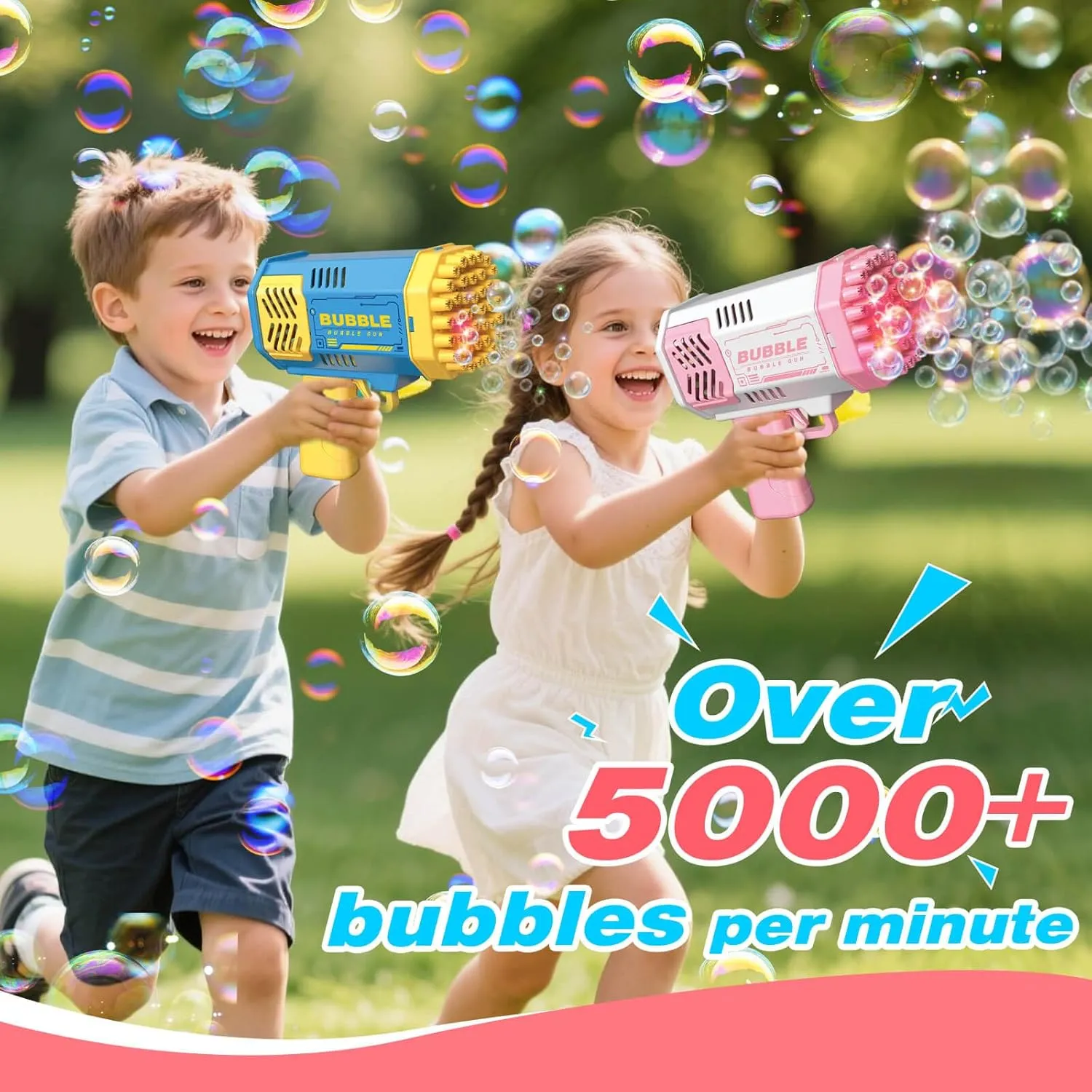 Toys for 3-8 Year Old Boys Girls: 2 Pack Bubble Machine for Kids with Bubble Solution, Gifts for 3 4 5 6 7 8 Years Old Boy Birthday Toy for Kid Toddlers Ages 4-6 Outdoor Wedding Bubbles Wands