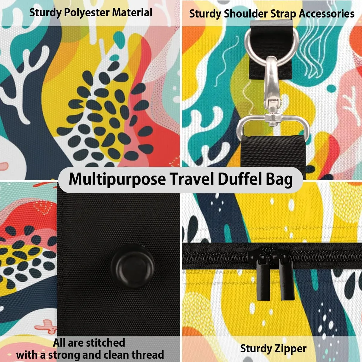 Travel Duffle Bag Abstract Corals Gym Bags for Men Women Travel Duffel Bags with Adjustable Shoulder Strap Carry On Weekender Bag
