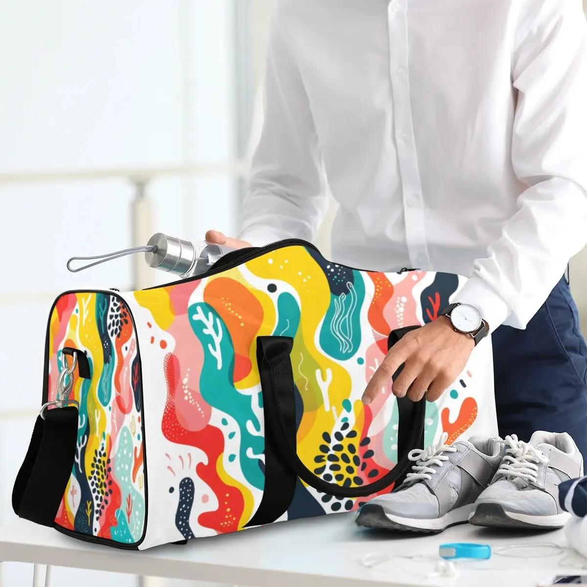 Travel Duffle Bag Abstract Corals Gym Bags for Men Women Travel Duffel Bags with Adjustable Shoulder Strap Carry On Weekender Bag