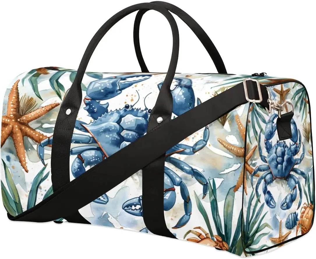 Travel Duffle Bag Crab Starfish Gym Bags for Men Women Travel Duffel Bags with Adjustable Shoulder Strap Carry On Weekender Bag