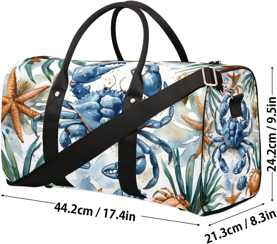 Travel Duffle Bag Crab Starfish Gym Bags for Men Women Travel Duffel Bags with Adjustable Shoulder Strap Carry On Weekender Bag