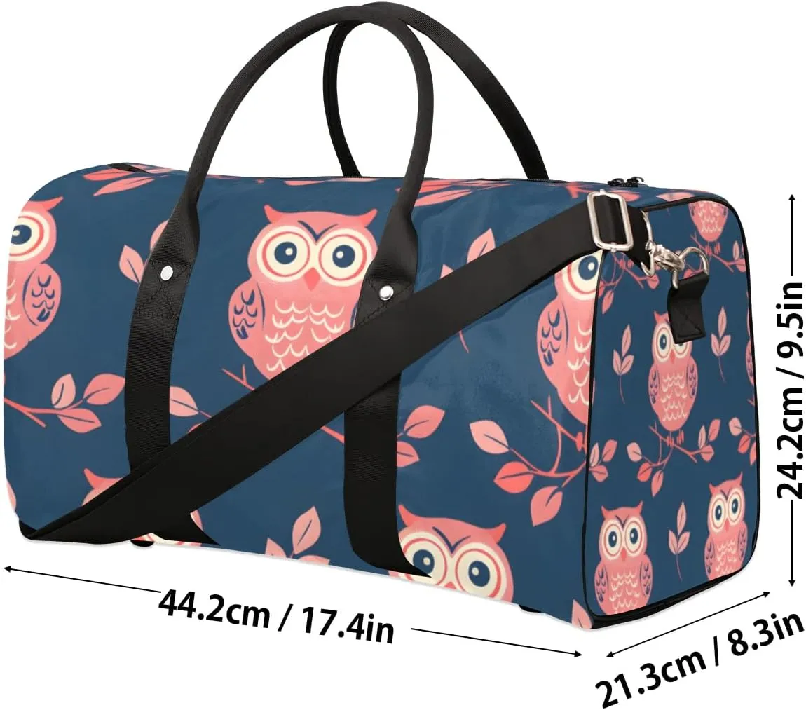 Travel Duffle Bag Cute Owl Branch Gym Bags for Men Women Travel Duffel Bags with Adjustable Shoulder Strap Carry On Weekender Bag