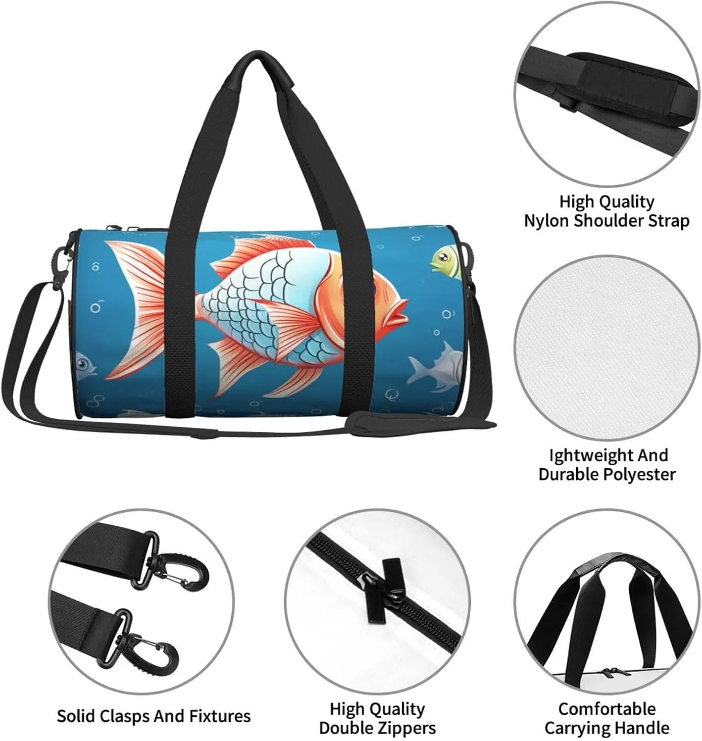 Travel Duffle Bag Weekender Bags For Men Women With Shoe Compartment Large Capacity Weekender Overnight Bag Ornamental Fish Carry On Tote Bags Sport Gym Bag For Travel Yoga
