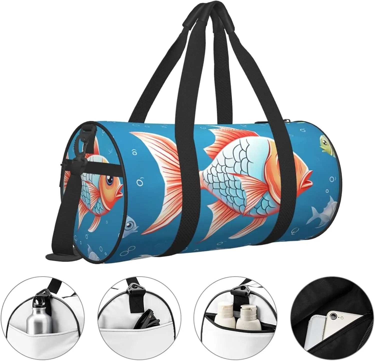Travel Duffle Bag Weekender Bags For Men Women With Shoe Compartment Large Capacity Weekender Overnight Bag Ornamental Fish Carry On Tote Bags Sport Gym Bag For Travel Yoga
