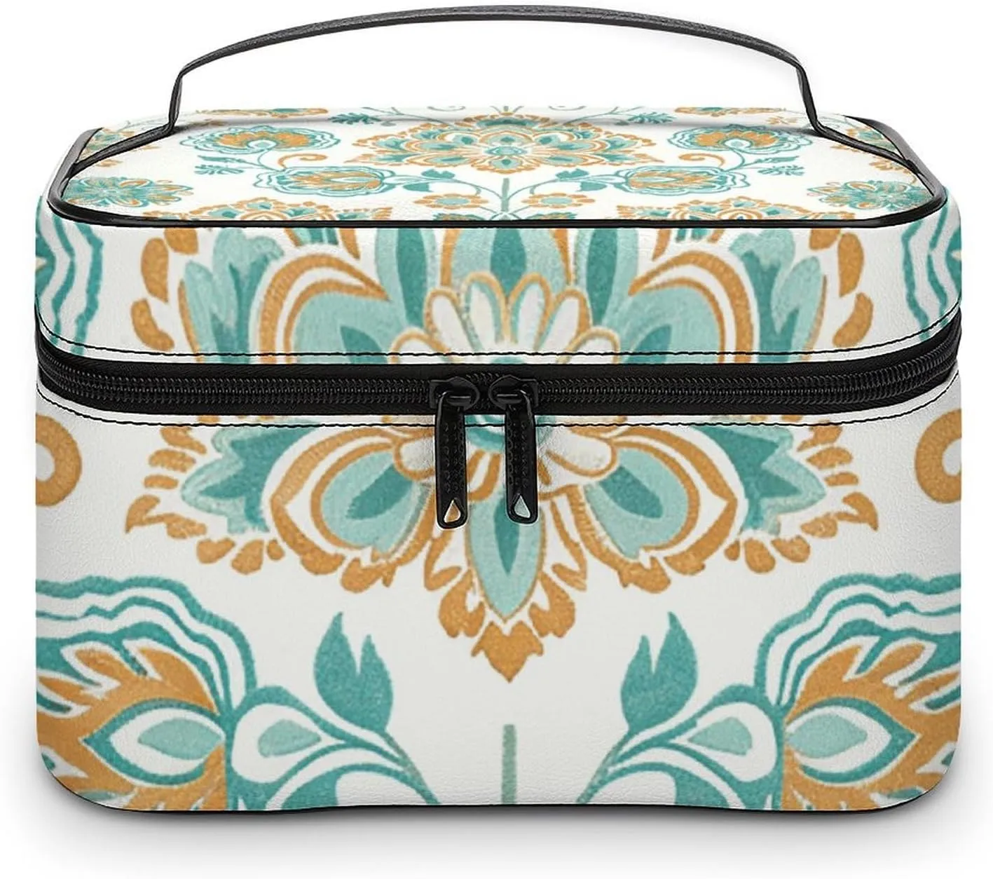 Travel Makeup Bag Intricate Floral Pattern Cosmetic Bags for Women Waterproof Portable Make Up Organizer