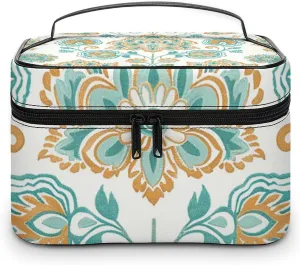 Travel Makeup Bag Intricate Floral Pattern Cosmetic Bags for Women Waterproof Portable Make Up Organizer