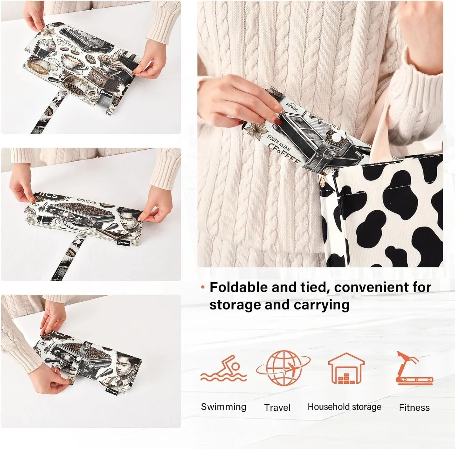 Travel Packing Bags Coffee Topics Compression Storage Shoe Bag Shoe Bags with Sturdy Zipper