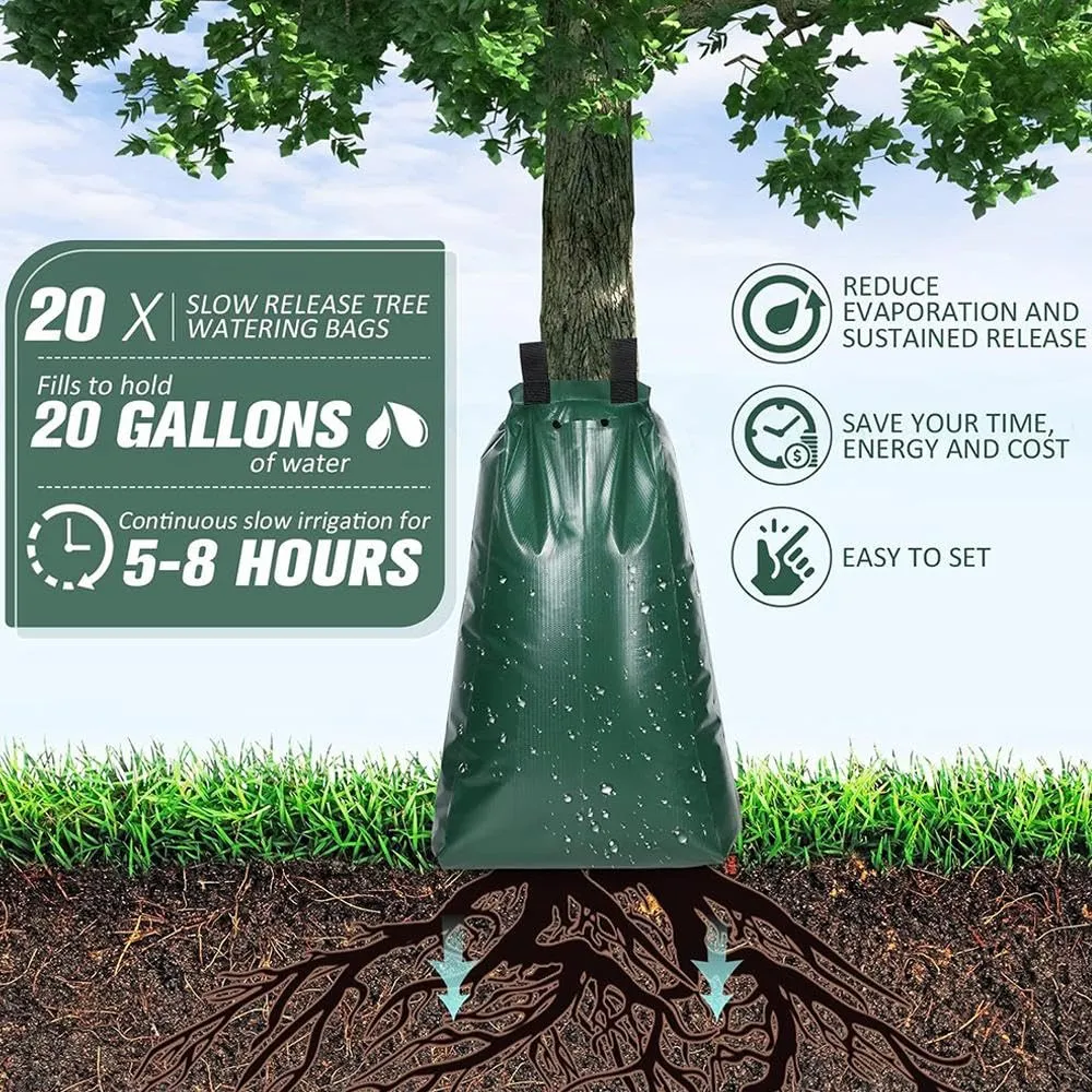 Tree Watering Bag Slow Release, 3Pcs20 Gallon Tree Bags for Watering 5~8 Hours Automatic Drip Irrigation Watering Bag Made of PVC for for Newly Planted or Transplanted Trees in Hot Weather