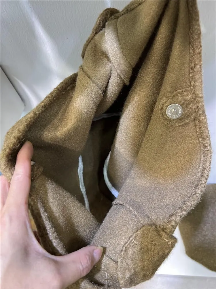 Trendy Slouchy Tote Bag for Women Soft Woolen Shoulder Handbags 2024 Winter Purses Casual Satchel Bags Travel Work 2PCS