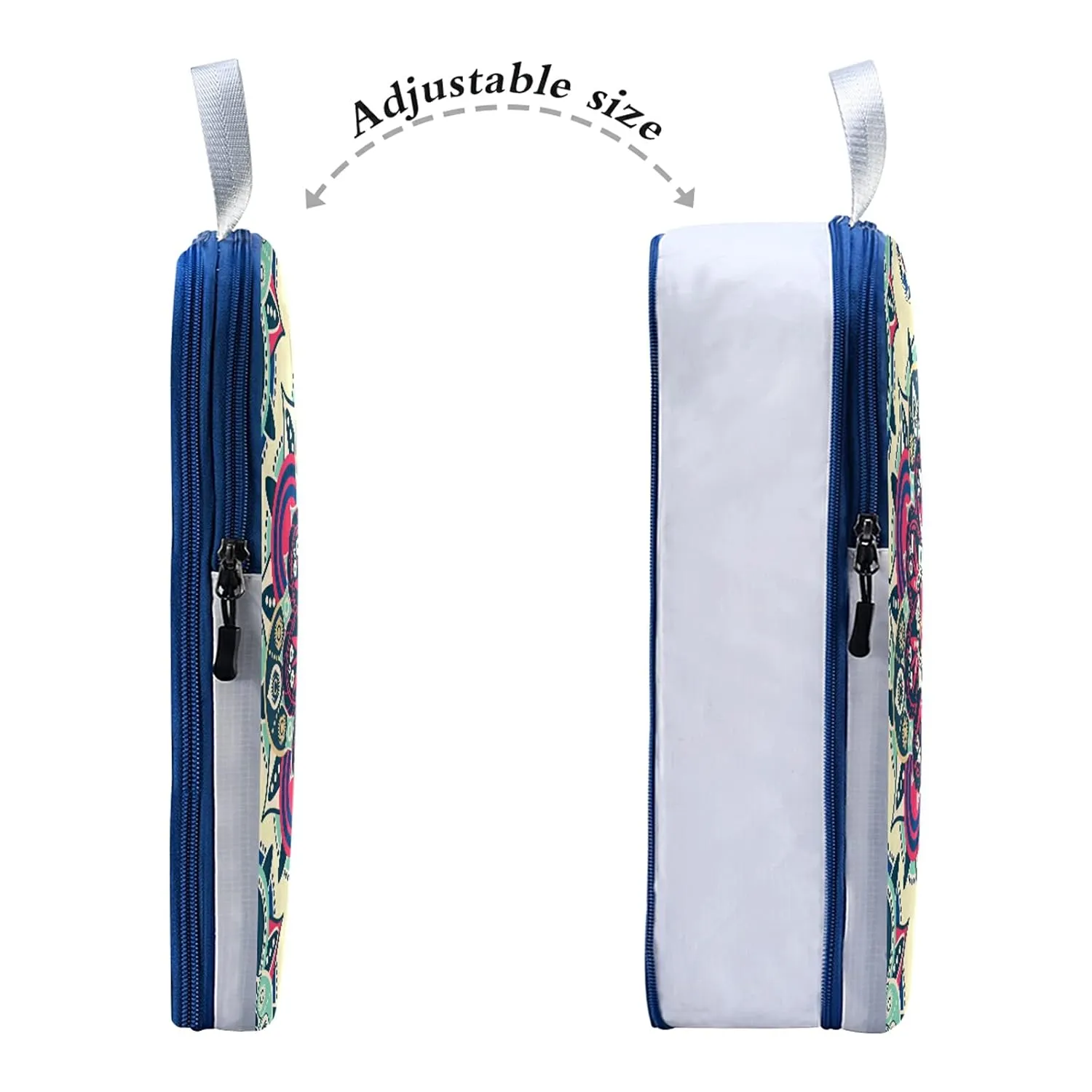Tribal Ethnic Mandala Floral Flowers Abstract Ornamental Backdrop 3 Set Packing Cubes, Waterproof Check Oxford cloth Organizers, Travel Packing Toiletry Storage Bag