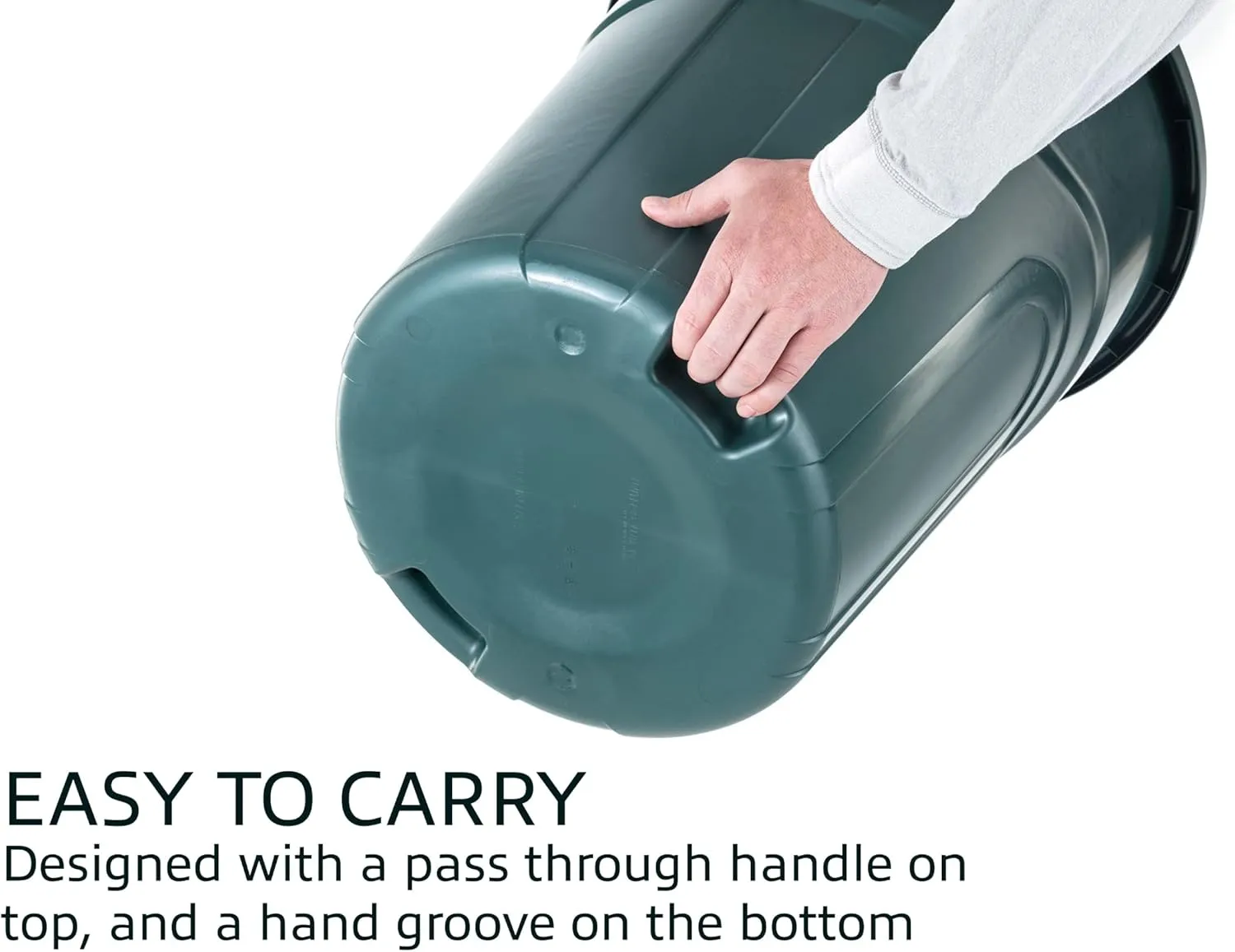 United Solution ECOSolution 32 Gallon Garbage Can, ECO Green, Easy to Carry Garbage Can with Sturdy Construction, Pass-Through Handles & Attachable Click Lock Lid, Indoor or Outdoor Use, 2-Pack