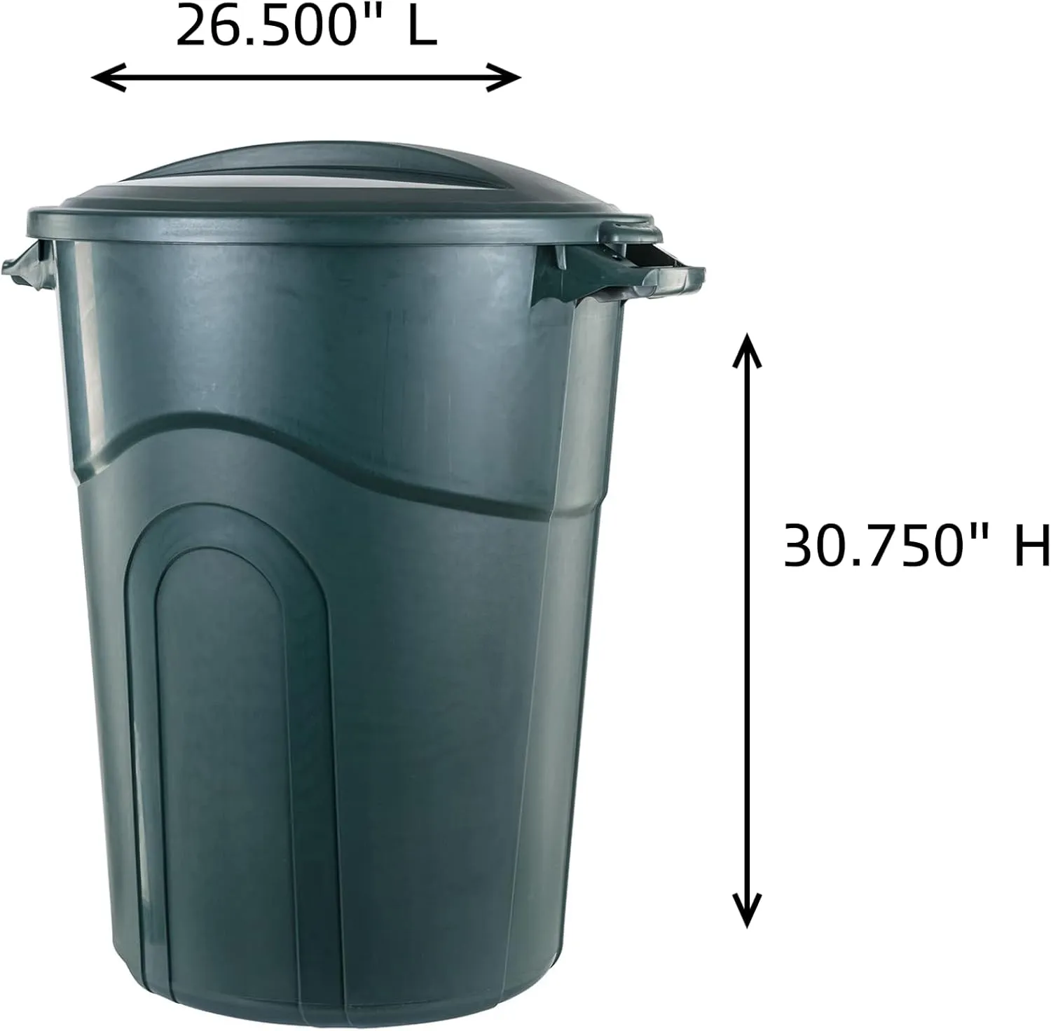 United Solution ECOSolution 32 Gallon Garbage Can, ECO Green, Easy to Carry Garbage Can with Sturdy Construction, Pass-Through Handles & Attachable Click Lock Lid, Indoor or Outdoor Use, 2-Pack