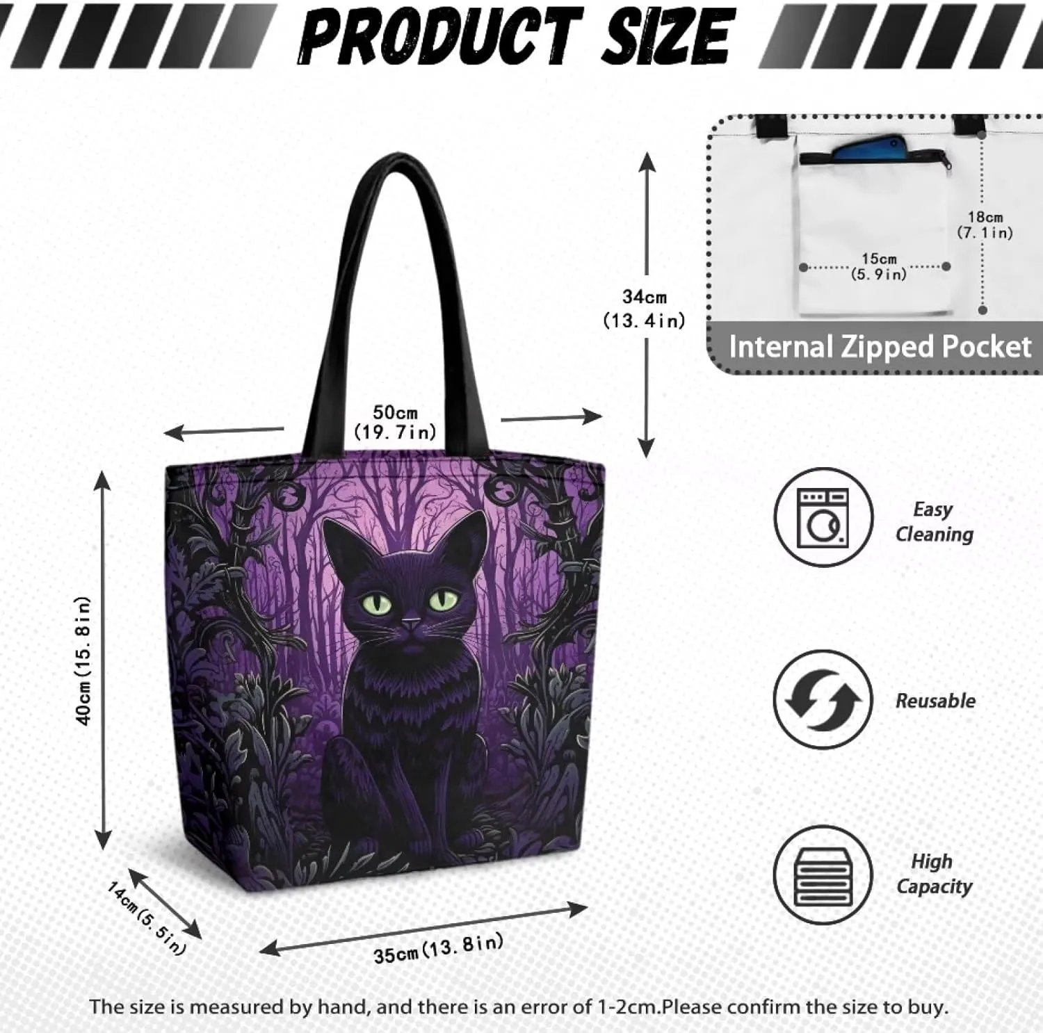 Upetstory Reusable Grocery Shopping Bag Cloth Tote Bags for Adults Teen Girls