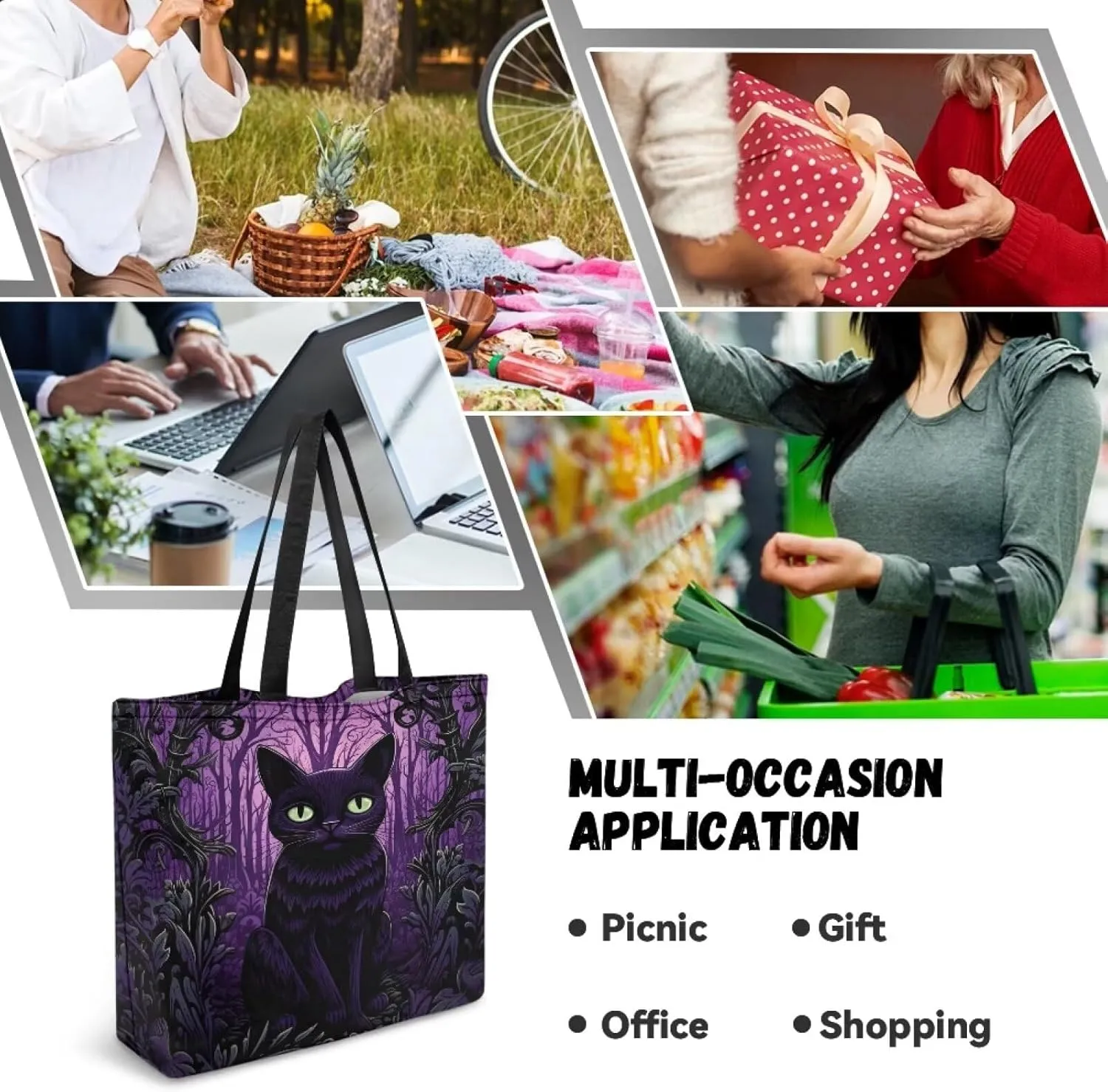 Upetstory Reusable Grocery Shopping Bag Cloth Tote Bags for Adults Teen Girls