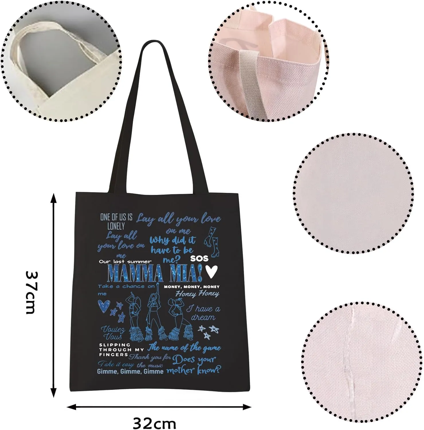 VAMSII Mama Mia Musical Tote Bag G Weekend Bag Does Your Mother Know Musical Lover Disco Bachelorette Bag