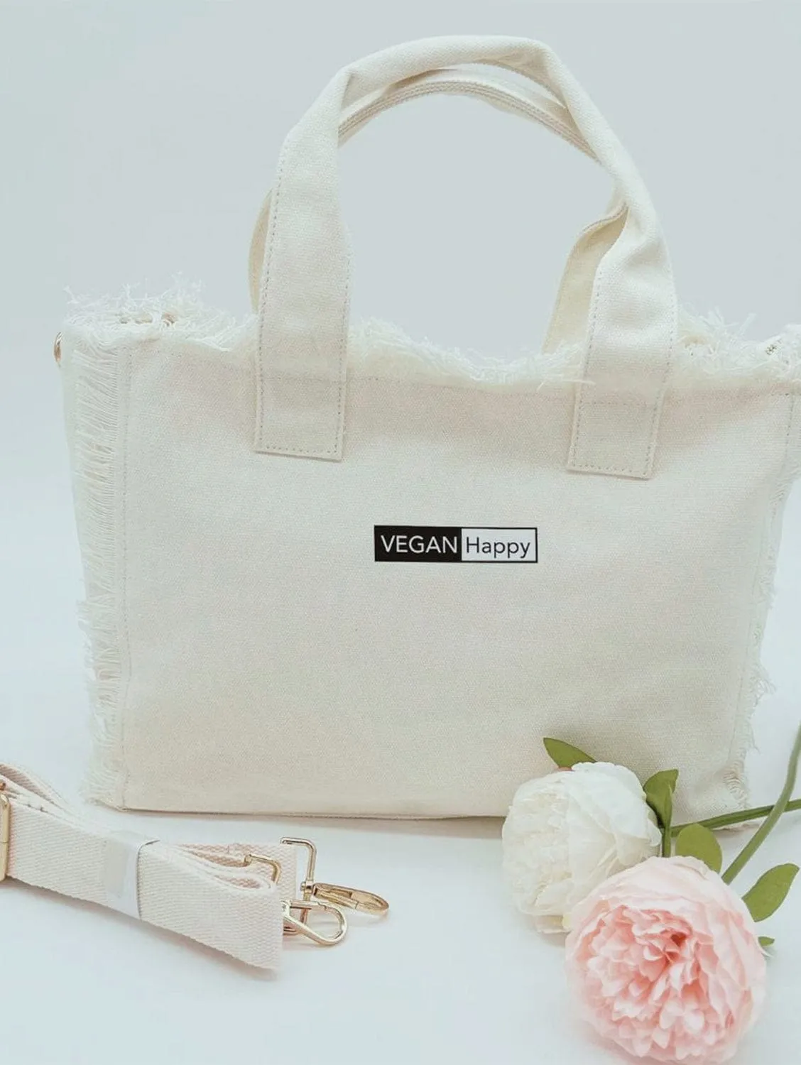 Vegan Happy Fringed Tote & Crossbody Bag | Subtle VH Logo