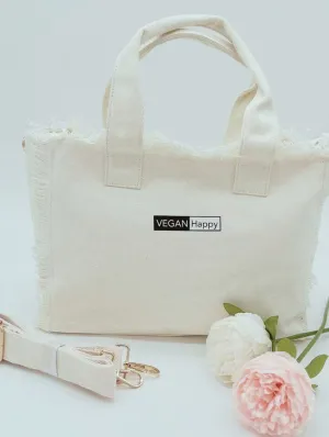 Vegan Happy Fringed Tote & Crossbody Bag | Subtle VH Logo