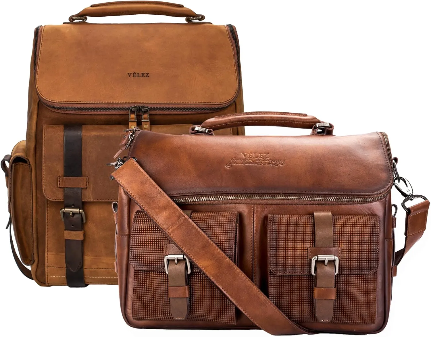 VELEZ Top Grain Leather Backpack for Men Brown Designer Bookbag Business Casual Shoulder Bag   Mens Messenger Laptop Bag travel Briefcase Computer Bags