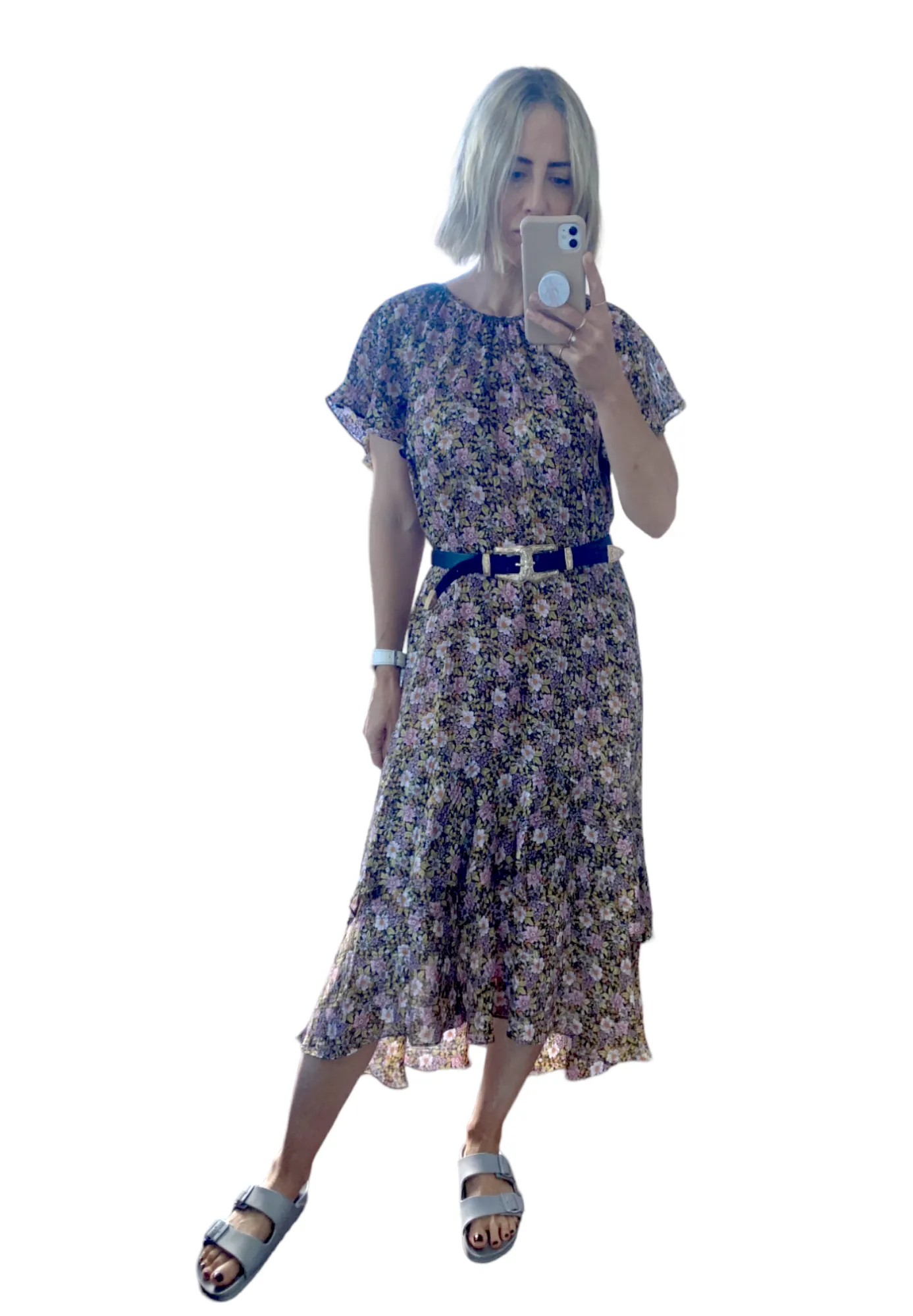 Veronika Maine VM Forward, Wildflower Georgette Ruffle Dress, Floral, Flutter
