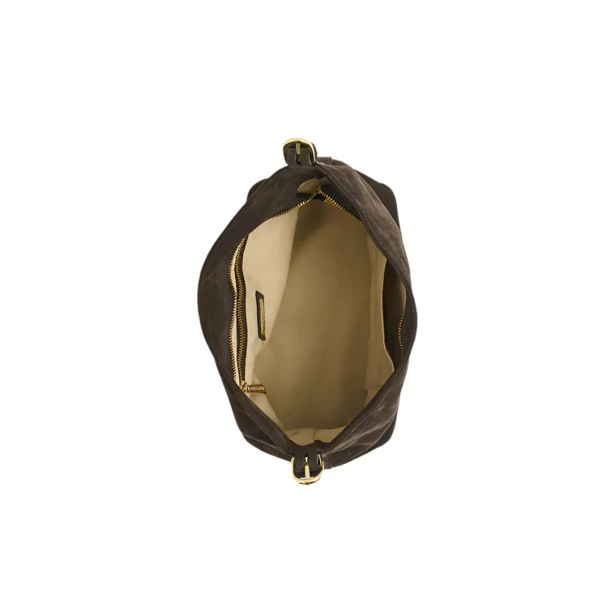 Vestirsi Eden Dark Chocolate Suede Shoulder Bag