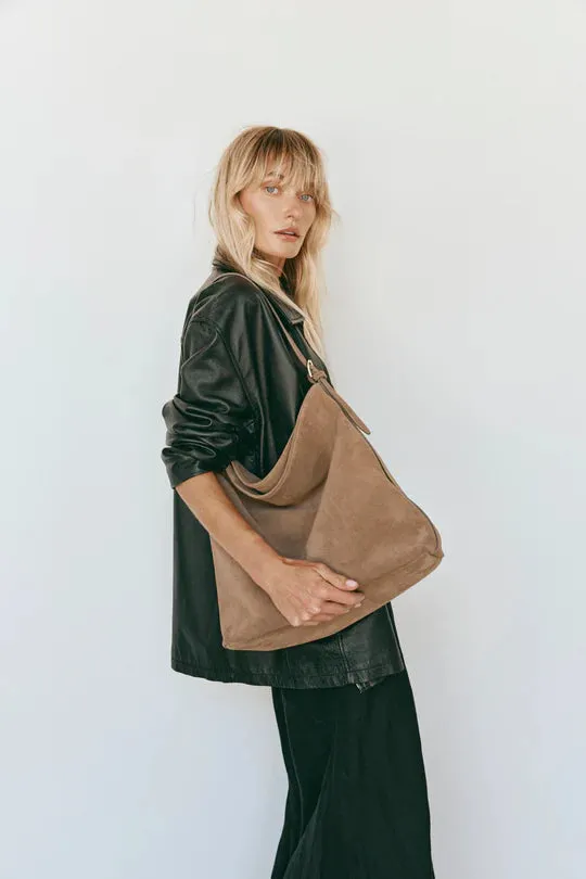 VESTIRSI - Savannah Suede Hobo Bag  BROWN