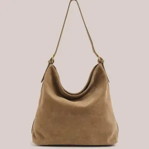 VESTIRSI - Savannah Suede Hobo Bag  BROWN