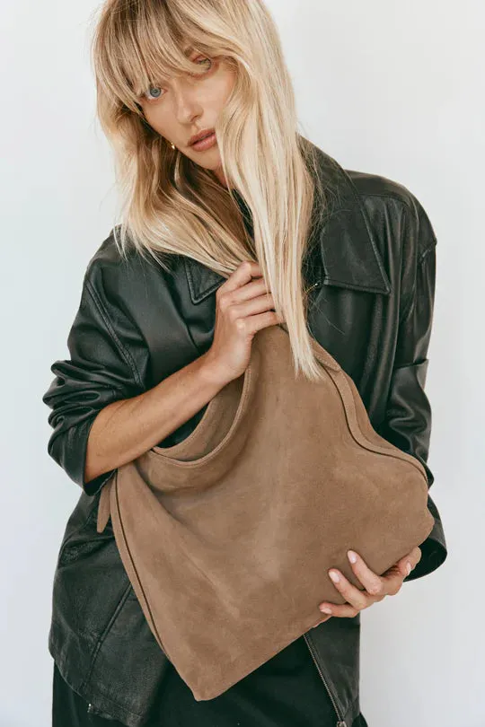 VESTIRSI - Savannah Suede Hobo Bag  BROWN
