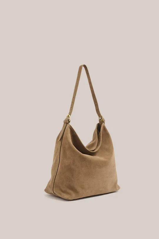 VESTIRSI - Savannah Suede Hobo Bag  BROWN