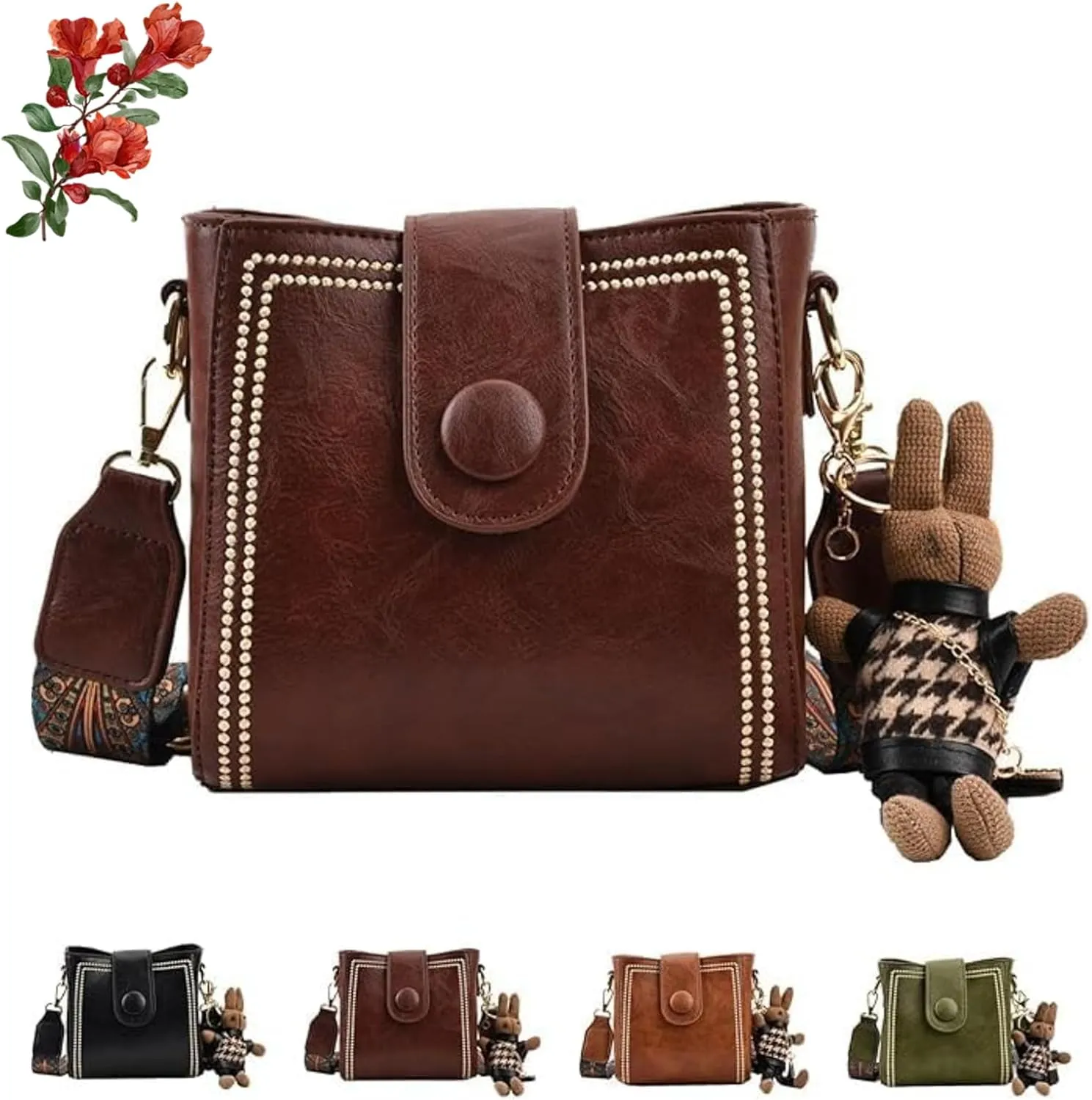 Vintage Fashion Bag with Adjustable Wider Shoulder Strap, Crossbody Bags for Women, Vintage Retro Small Water Bucket Bag