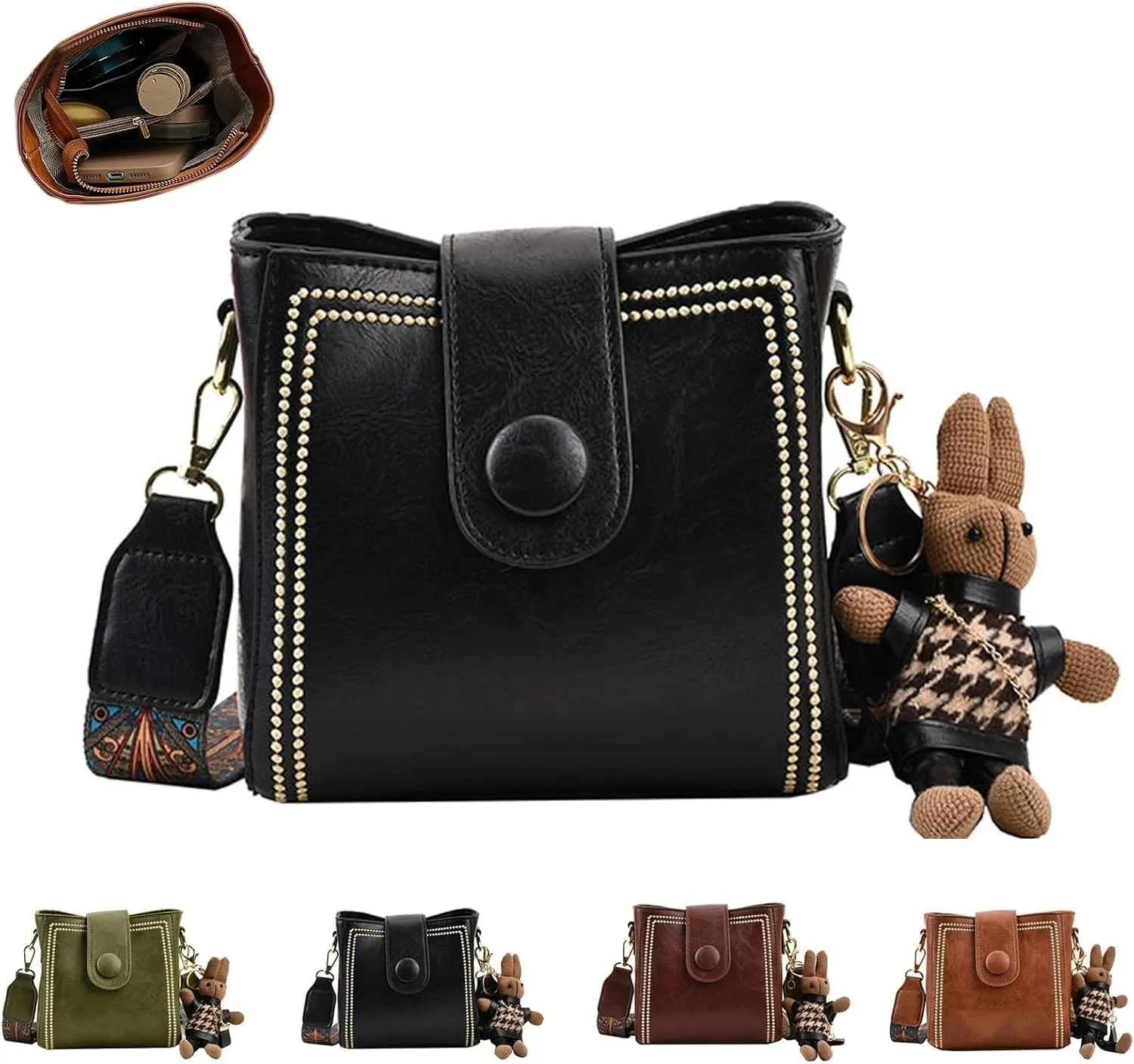 Vintage Fashion Bag With Adjustable Wider Shoulder Strap, Vintage Retro Small Water Bucket Bag, Crossbody Bags for Women
