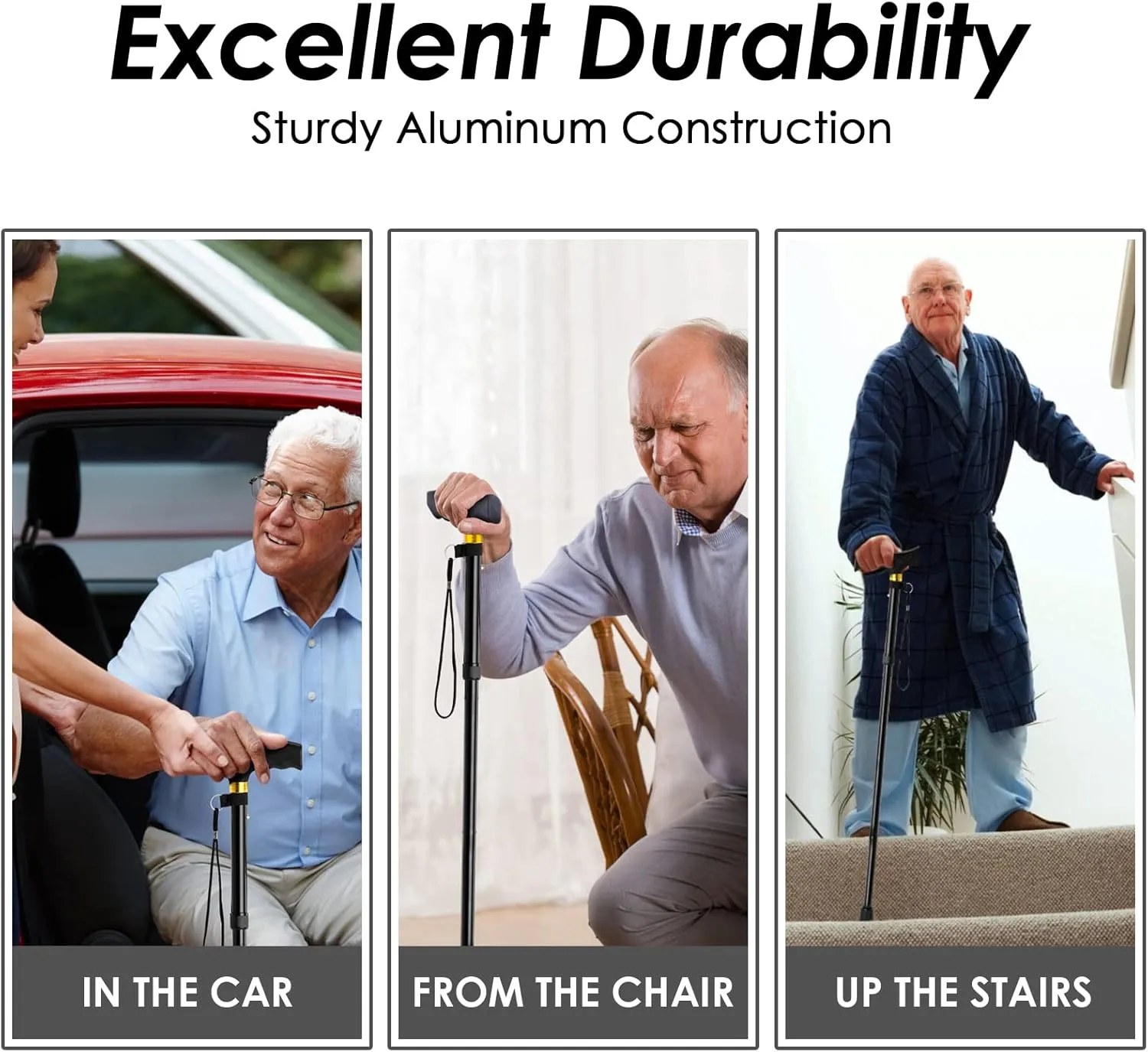 Walking Cane PANZHENG Cane for Man/Woman | Mobility & Daily Living Aids | 5-Level Height Adjustable Walking Stick | Comfortable Plastic T-Handle Portable Walking Stick Folding Cane
