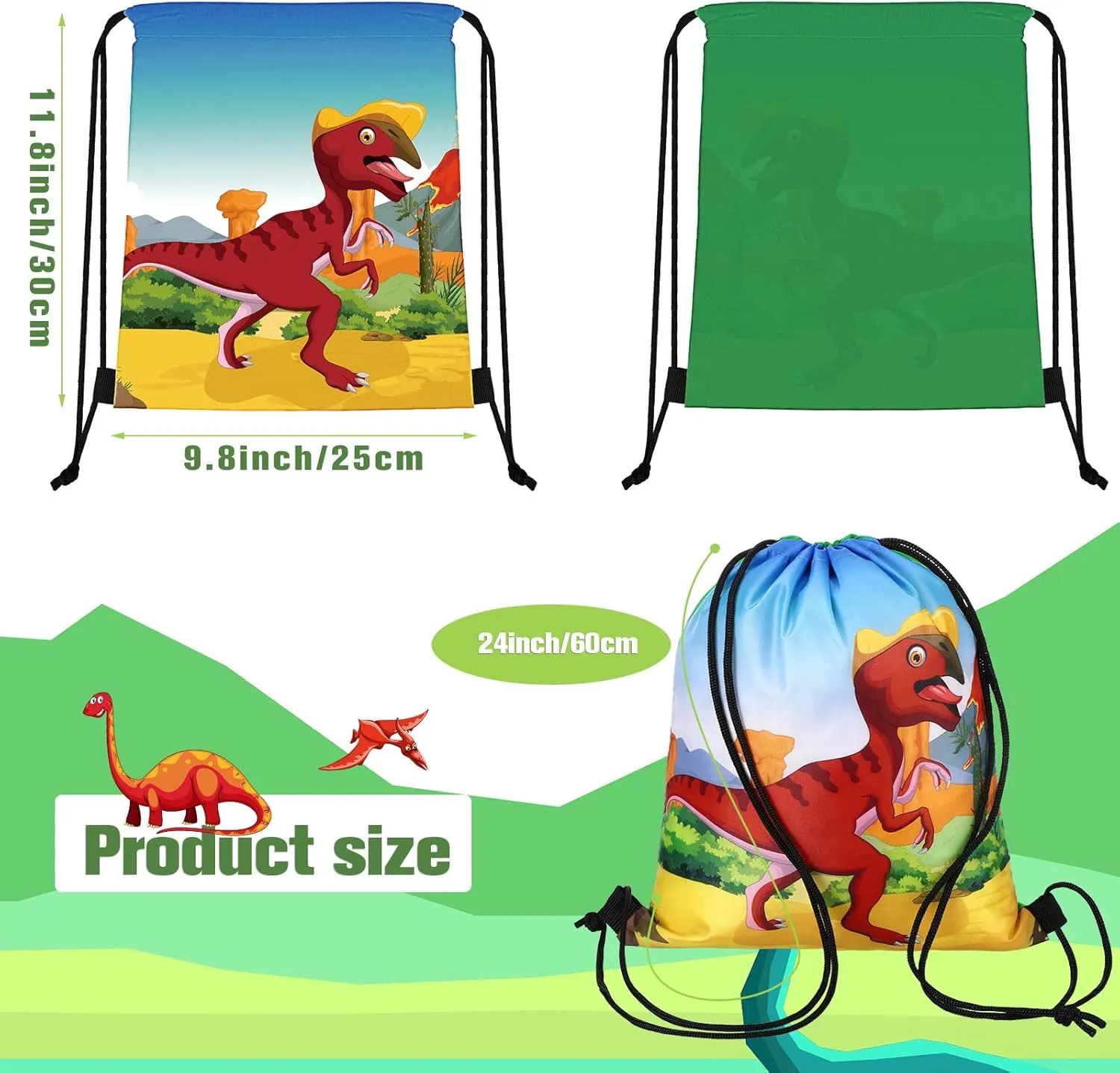 Weewooday 20 Pcs Dinosaur Party Favors Bags Dinosaur Drawstring Gift Bag Dinosaur Party Supplies Bags Dino Backpack Treat Bag for Kids Birthday Candy and Snacks School Travel Storage Bag(Fresh Style)