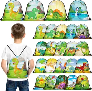 Weewooday 20 Pcs Dinosaur Party Favors Bags Dinosaur Drawstring Gift Bag Dinosaur Party Supplies Bags Dino Backpack Treat Bag for Kids Birthday Candy and Snacks School Travel Storage Bag(Fresh Style)