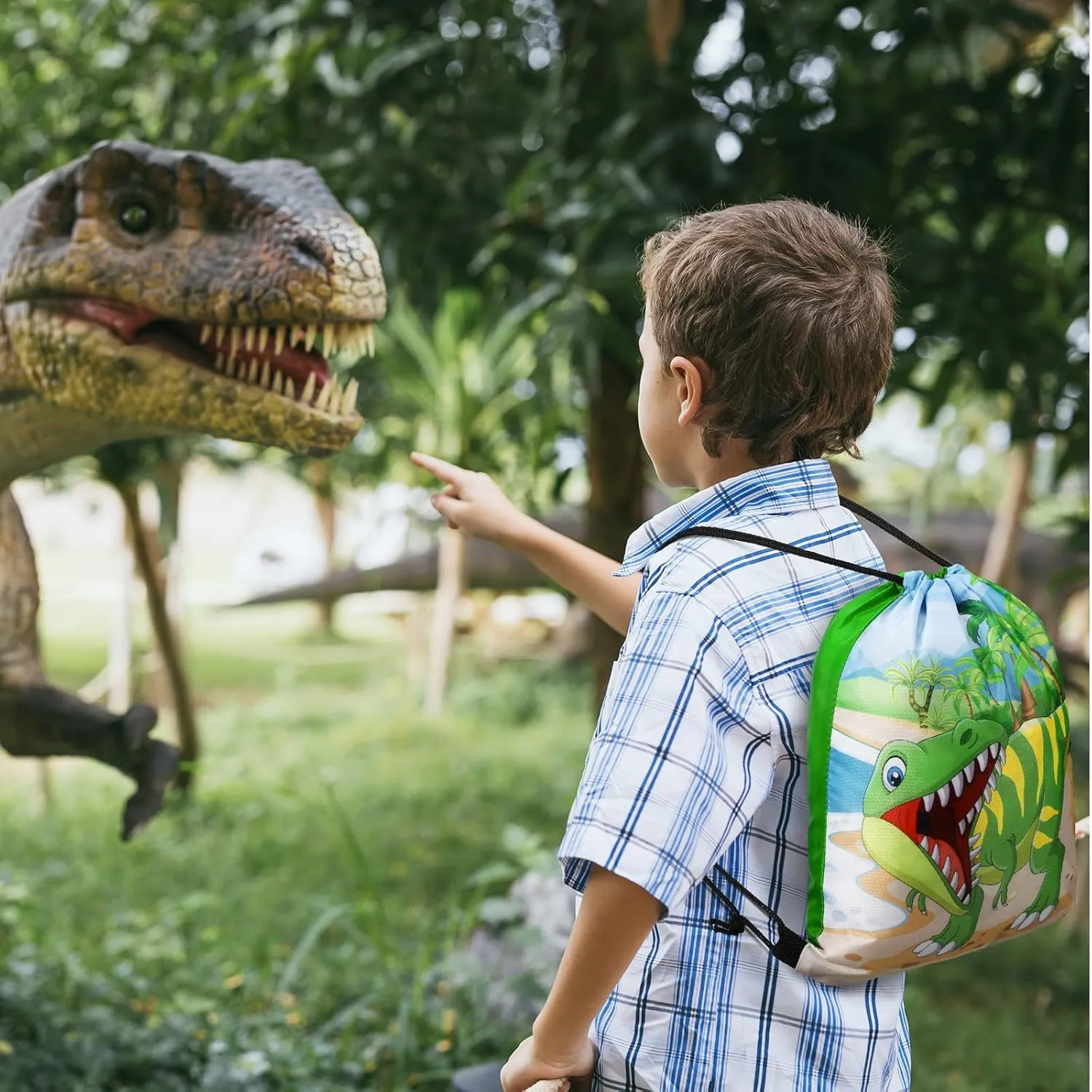 Weewooday 20 Pcs Dinosaur Party Favors Bags Dinosaur Drawstring Gift Bag Dinosaur Party Supplies Bags Dino Backpack Treat Bag for Kids Birthday Candy and Snacks School Travel Storage Bag(Fresh Style)