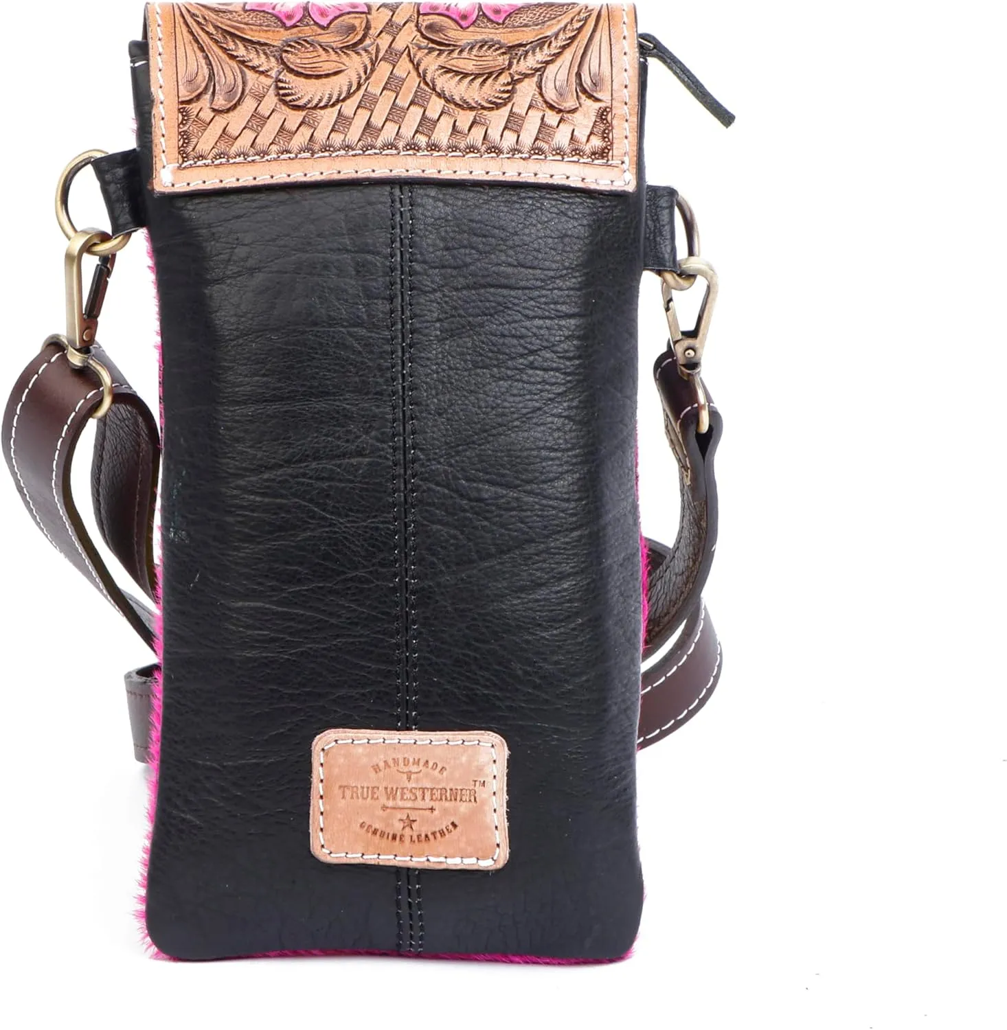 Western Handmade Genuine Leather Sling Bag | Handcrafted Compact Crossbody Bag with Adjustable Strap | Durable and Stylish with Hand-Tooled Design | Ideal for Daily Use, Travel, and Outdoor Adventures