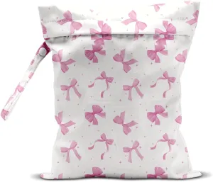 Wet Bag for Swimsuit Pool Travel Baby Cloth Diapers Dirty Yoga Gym Clothes Beach Bags Summer Gifts for Women Men Beach Vacation Essentials Pink Bow Waterproof Wet Dry Bag Travel Laundry Bags