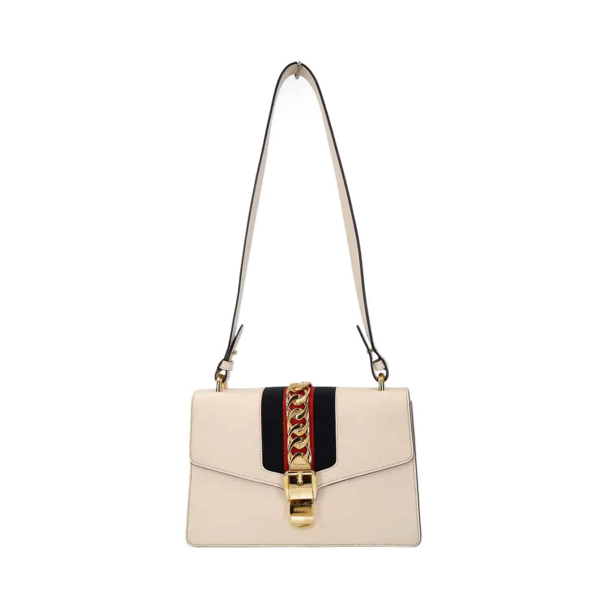 White Sturdy Shoulder On-demand delivery Bag Leather Small Sylvie GUCCI