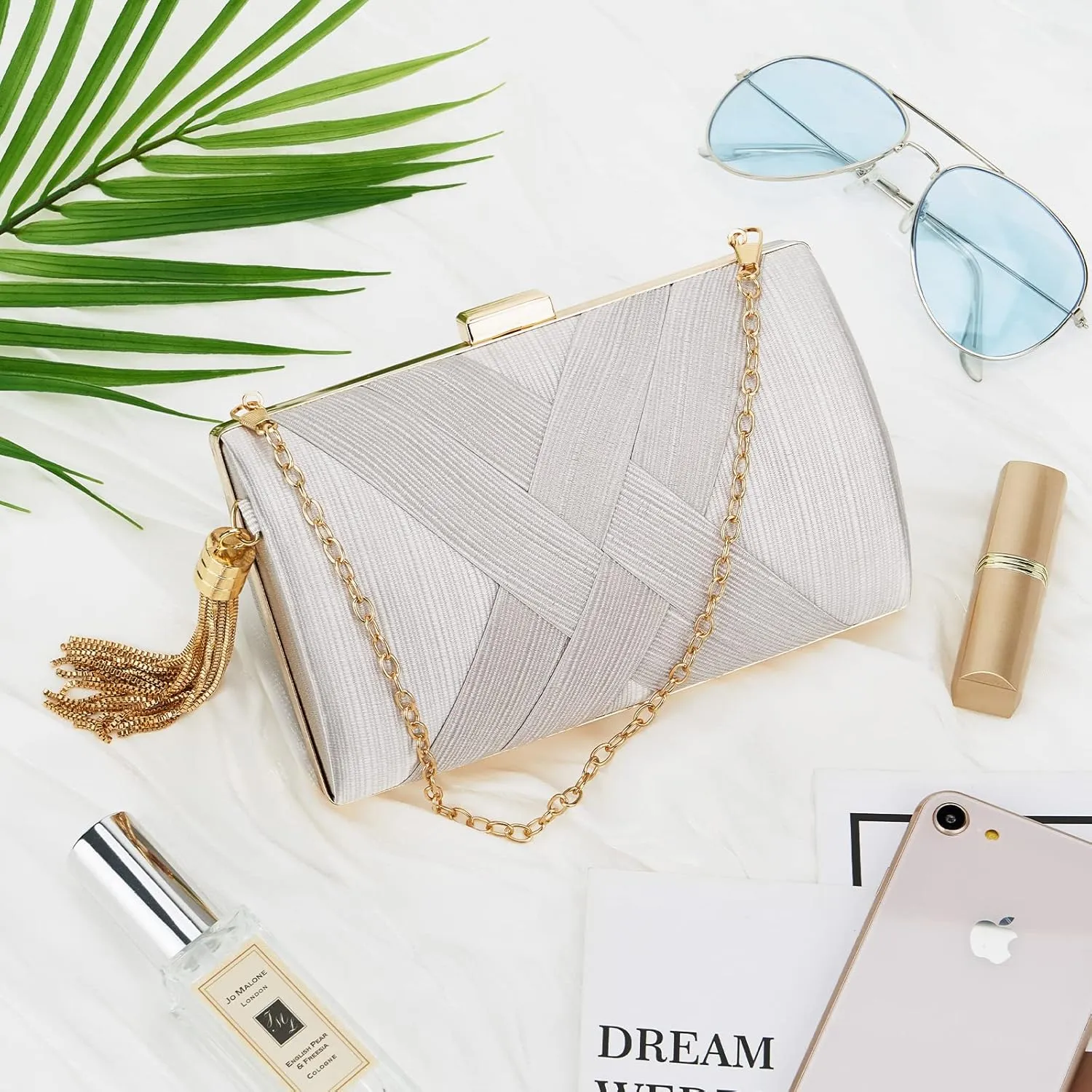 Women Clutch Bag Evening bag Fringed Evening Handbag,Lady Party Wedding Clutch Purse Chain Shoulder Cross Body Bag