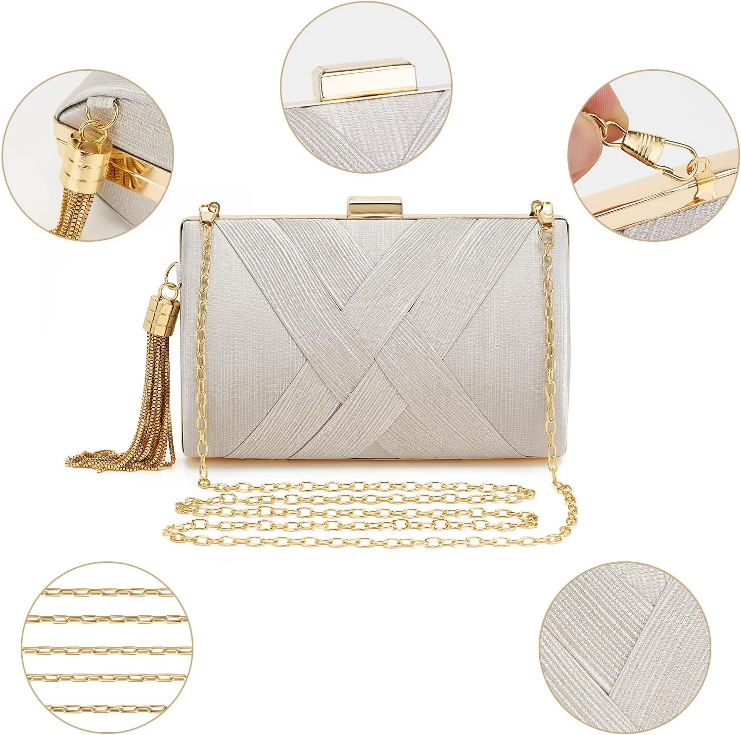 Women Clutch Bag Evening bag Fringed Evening Handbag,Lady Party Wedding Clutch Purse Chain Shoulder Cross Body Bag