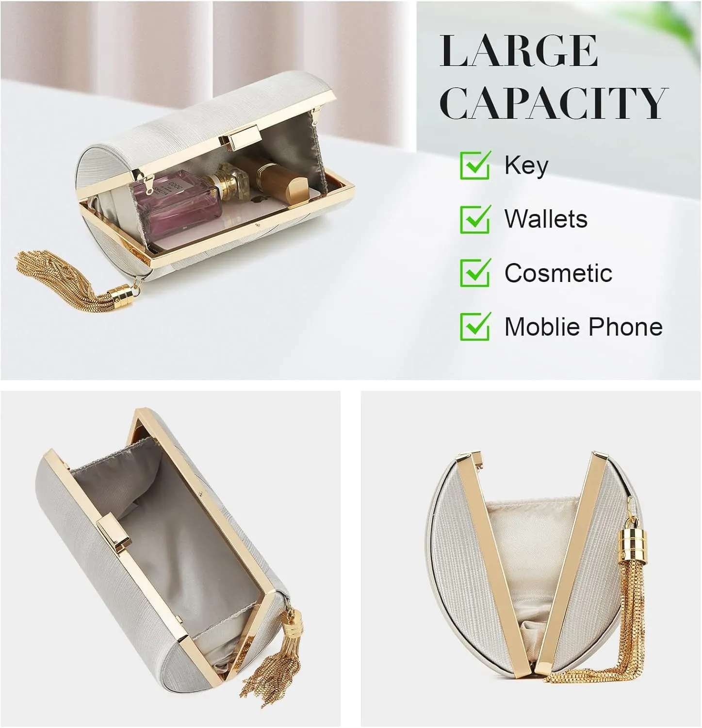 Women Clutch Bag Evening bag Fringed Evening Handbag,Lady Party Wedding Clutch Purse Chain Shoulder Cross Body Bag