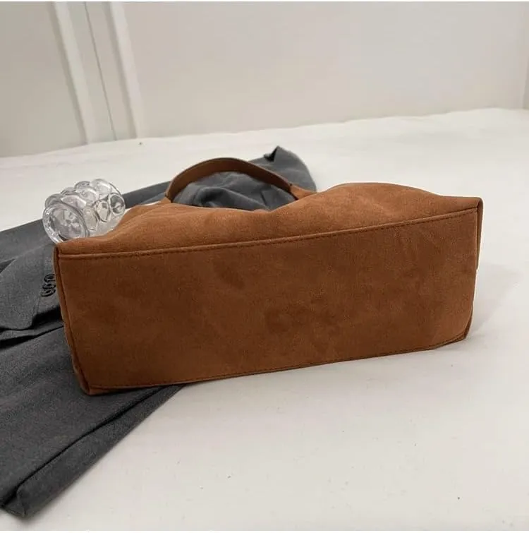 Women Hobo Bags Slouchy Bag Suede Purse Suede Tote Bag Large Brown Tote Handbag for Travel Shopping Work