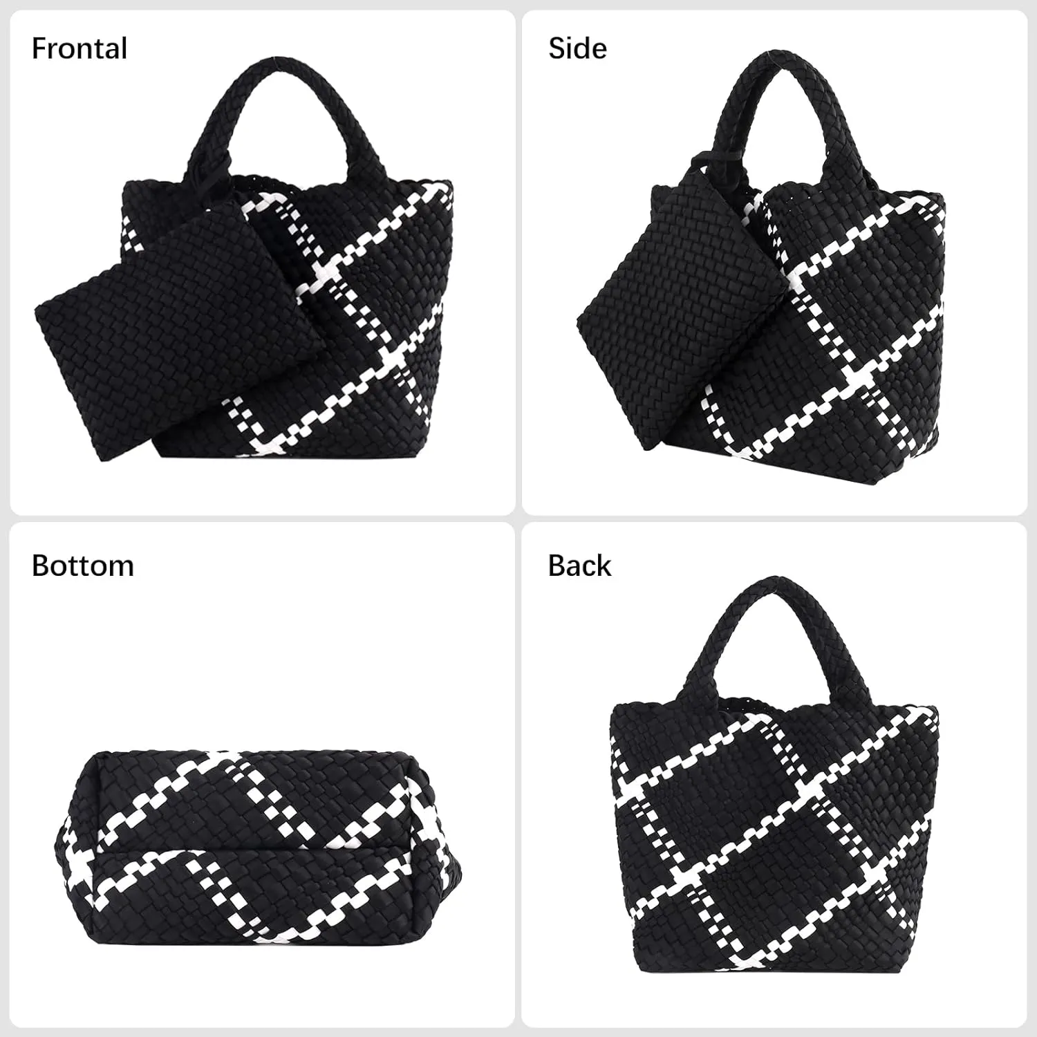 Women Tote Bag Large Neoprene Tote Bag Fashion Woven Bag Neoprene Tote Handbag Roomy Shoulder Bags for Beach, Gym