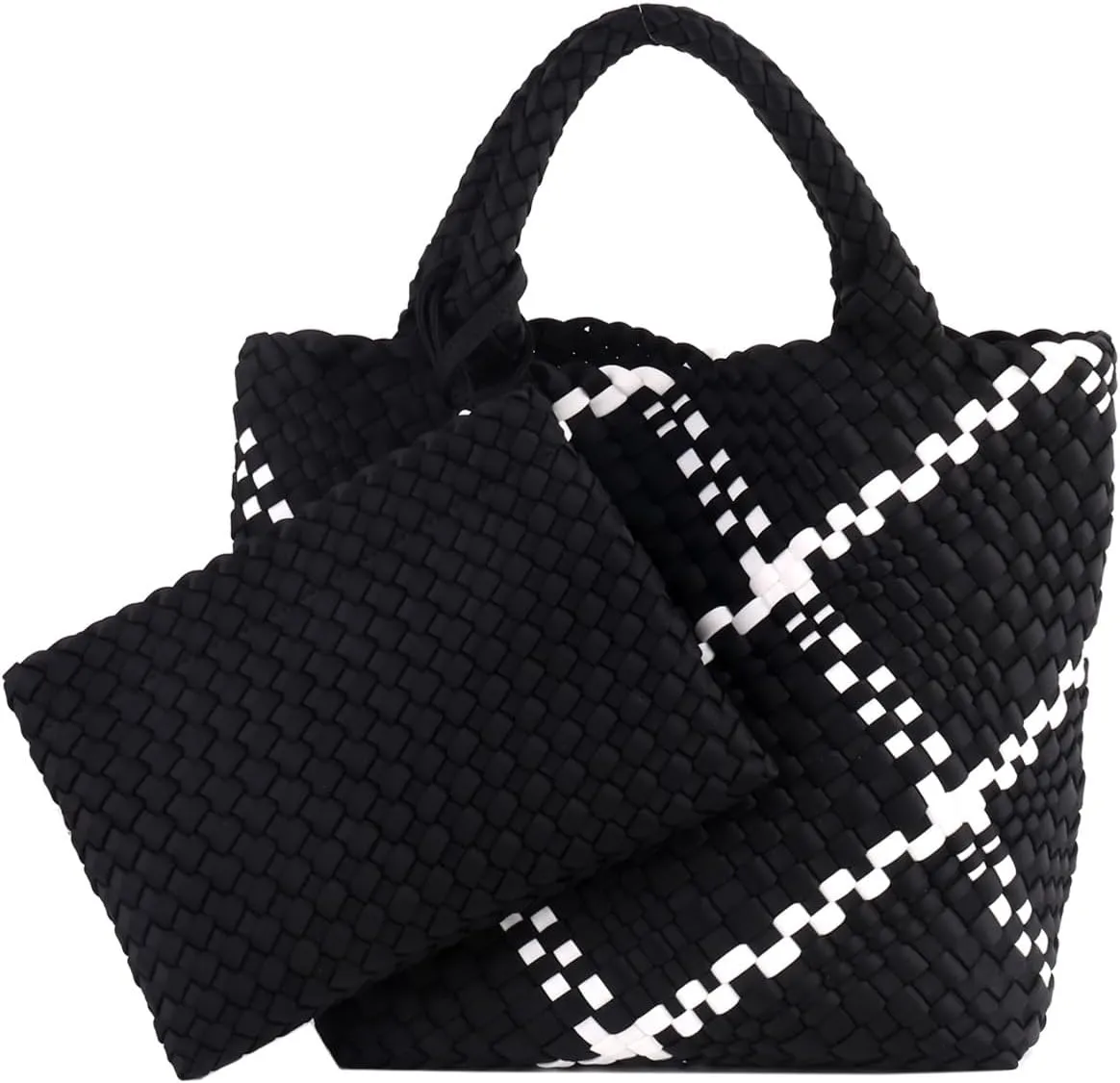 Women Tote Bag Large Neoprene Tote Bag Fashion Woven Bag Neoprene Tote Handbag Roomy Shoulder Bags for Beach, Gym