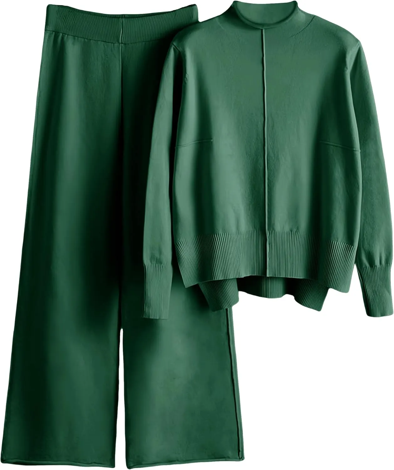 Women's 2 Piece Outfits Sweatsuit Mock Neck Pullover Top Wide Leg Pants Tracksuit Lounge Sets