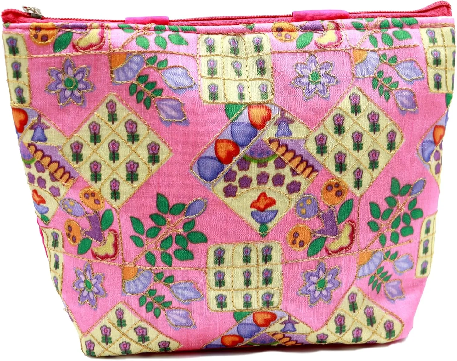Womens Designer Embroidery Handbag Handmade Satin Bags for Wedding Party Fancy Purse with Top Handle