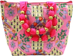 Womens Designer Embroidery Handbag Handmade Satin Bags for Wedding Party Fancy Purse with Top Handle