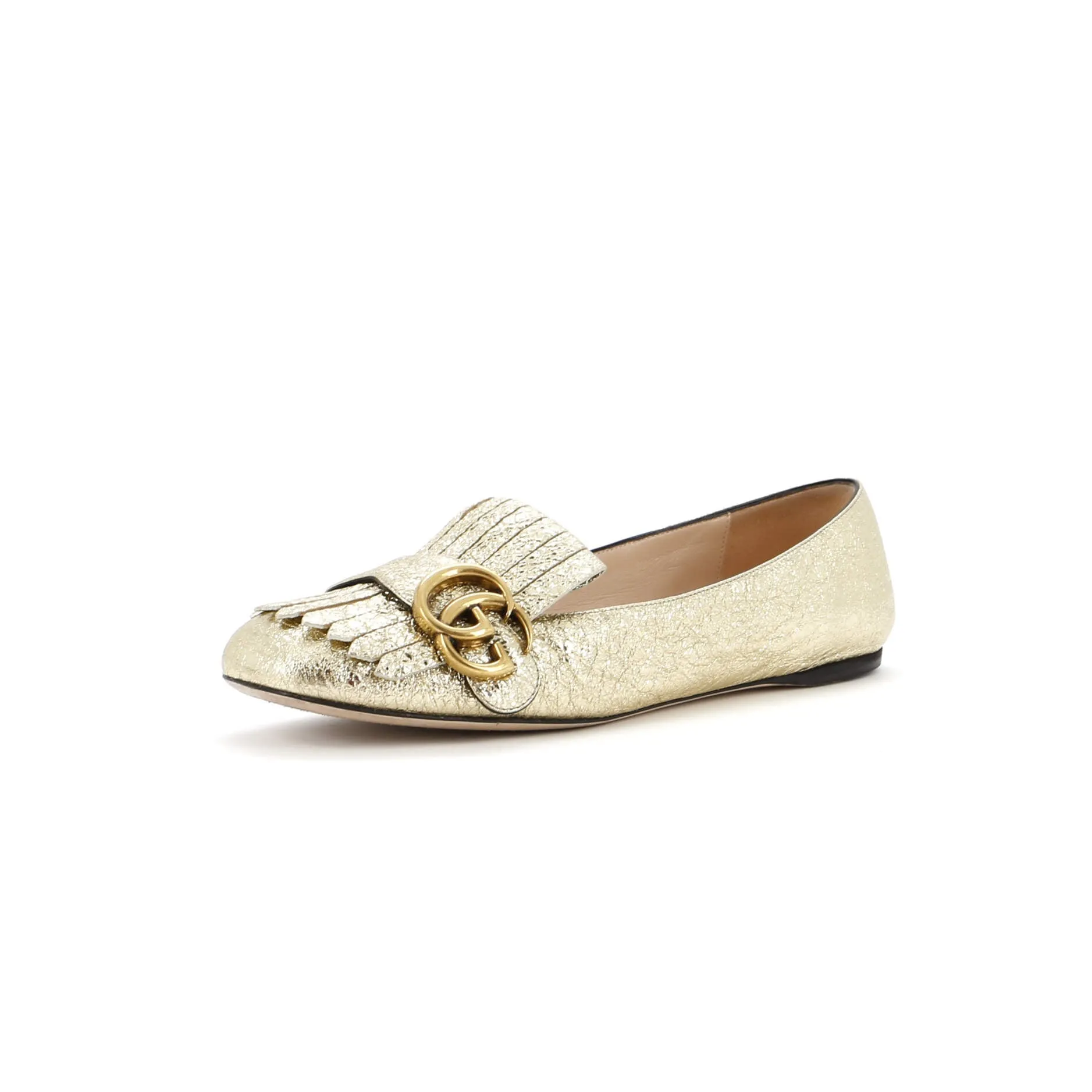 Women's GG Marmont Fringed Flats Leather