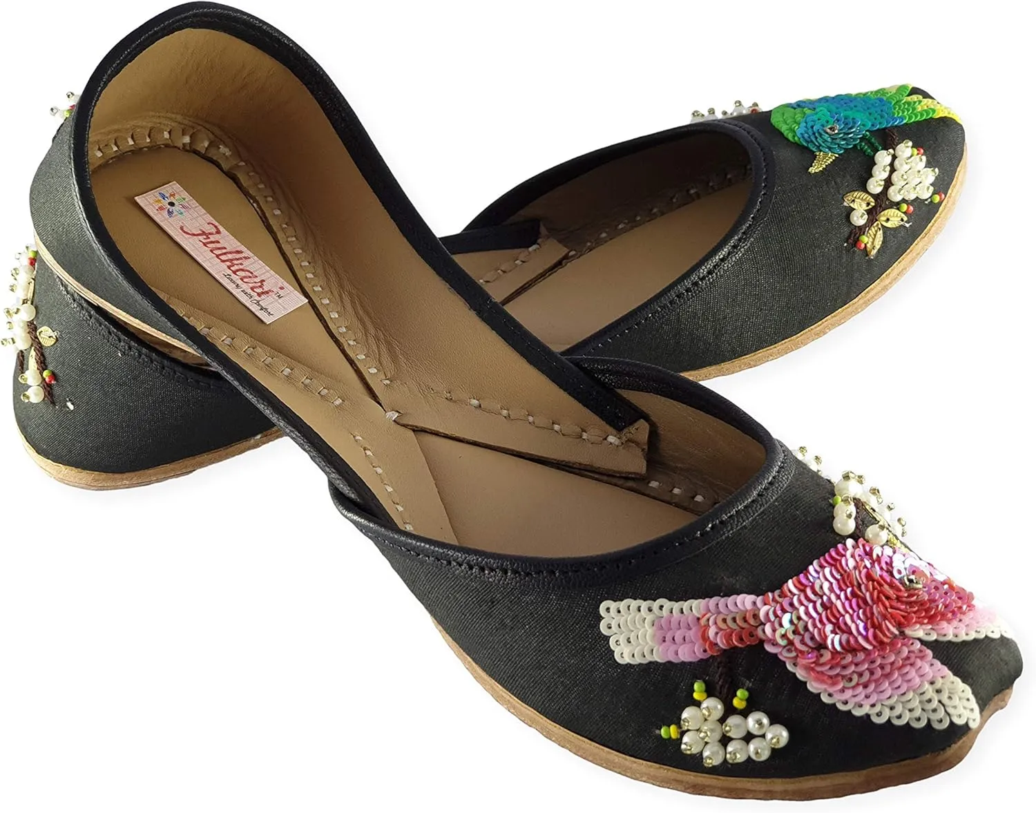 Women's Humming Bird Genuine Soft Leather Juttis | Bite and Pinch Free Jutis | Punjabi Jutti For Ladies | Wedding Flat Stylish Mojari | Bridal Ethnic Flats For Girls |