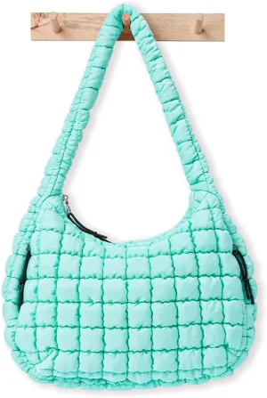 Womens' Lightweight Quilted Carryall GYM Tote Bag Puffer Crossbody Bag Soft Puffy Boho Handbags Big Capacity Purse